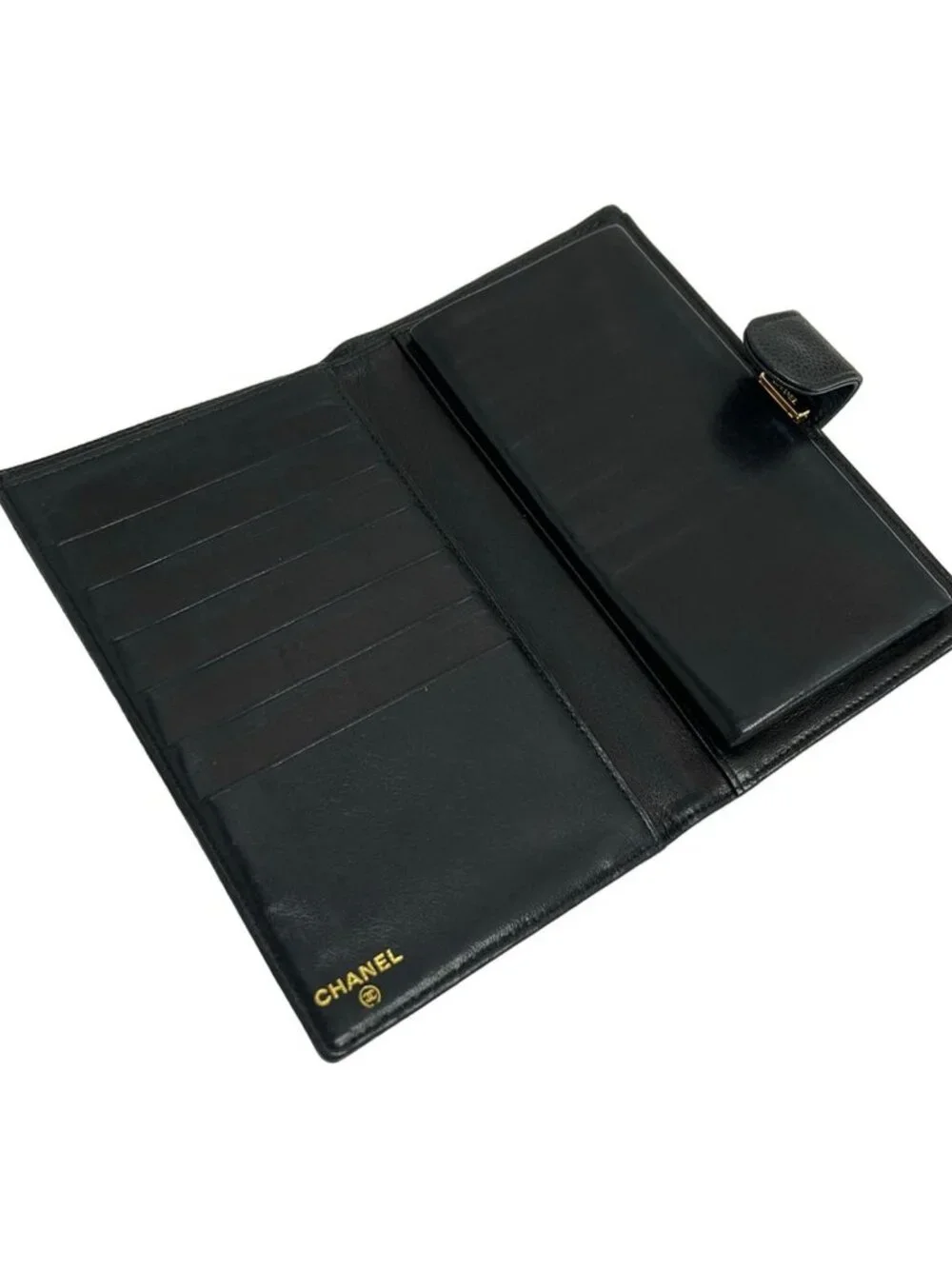 Chanel Wallet Black CC Logo Gold Kiss Lock
